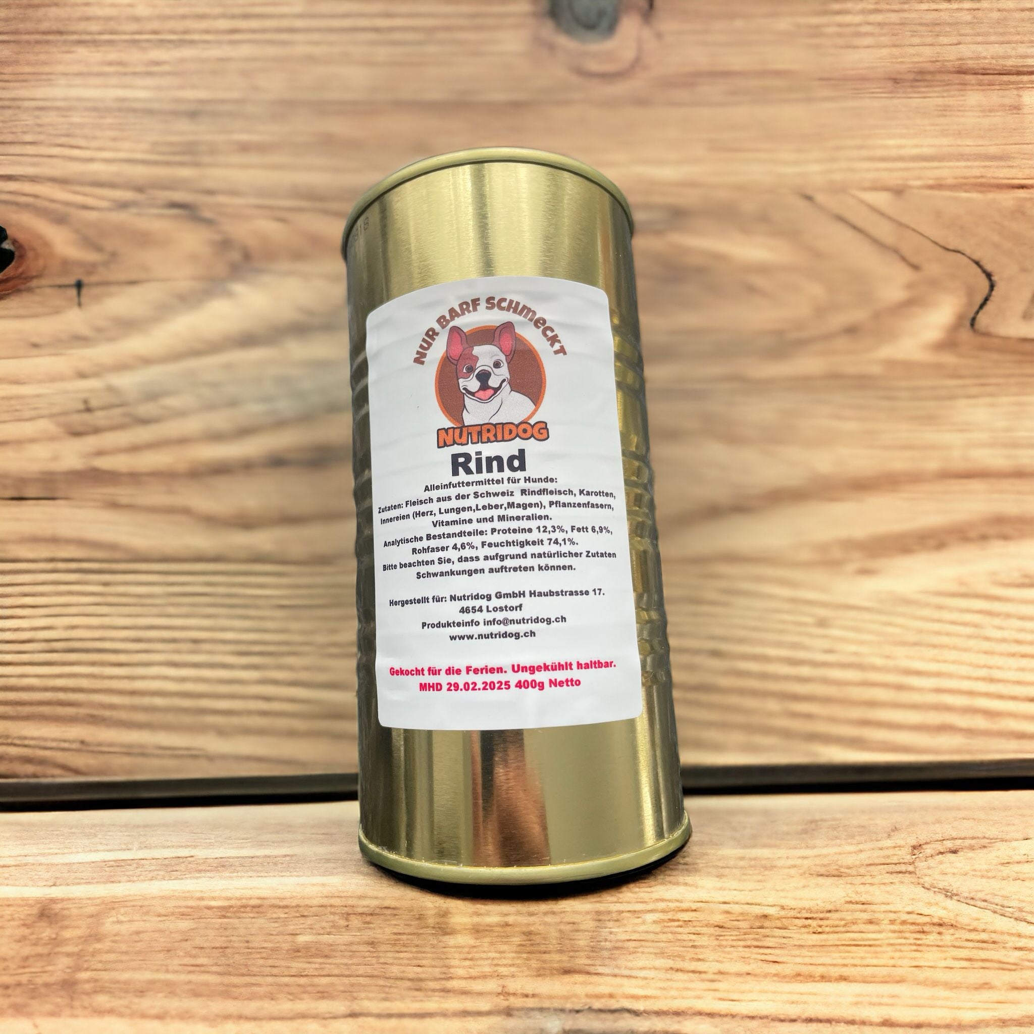 Nutridog ReiseFit Barf Menü - Sterilisiertes Rind, 400g – Keine Kühlung erforderlich