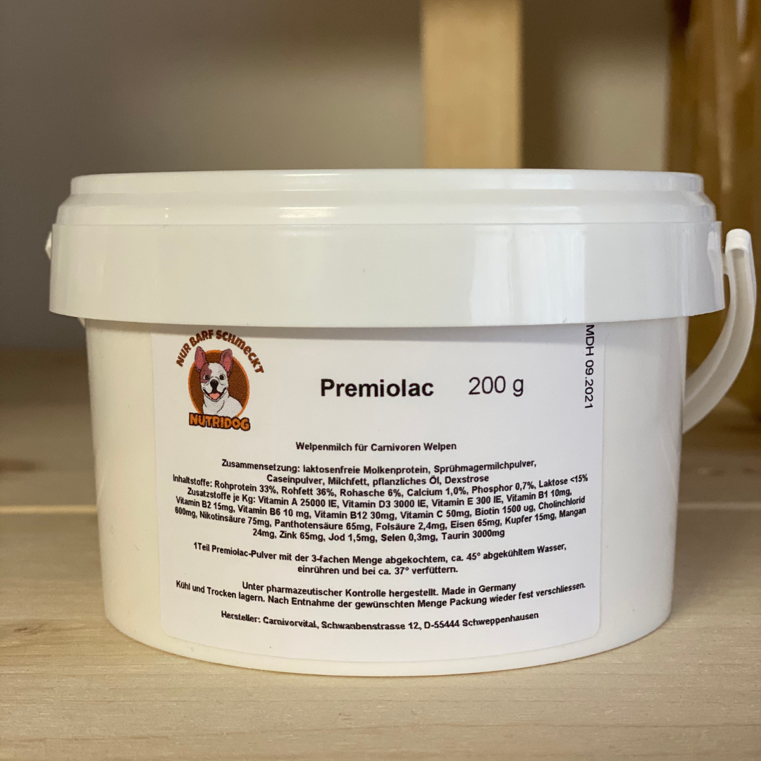 Premiolac 200gr - puppy milk for all carnivores.